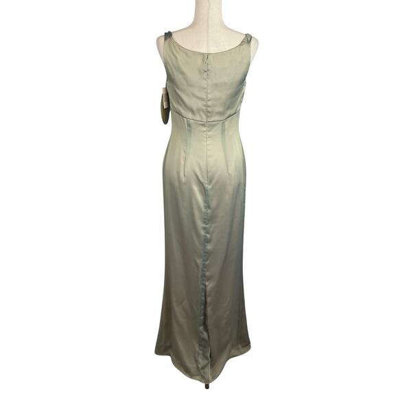 Watters & Watters Gown Dress Sleeveless Draped Neckline Light Green Size 4 NWT - Picture 5 of 7